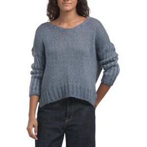 VENTI Denim Blue Made In Italy V-neck Sweater